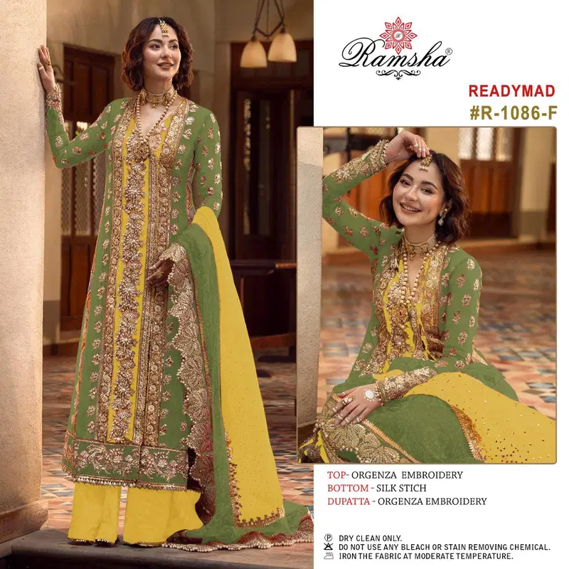 R 1086 Nx E To H By Ramsha Organza Pakistani Readymade Suits Online Wholesale